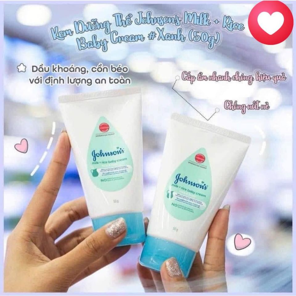 Kem Dưỡng Da Johnson's Baby 50g - An Toàn Cho Da Mẹ Và Bé, Giúp Da Mềm Mịn, Trắng Hồng Tự Nhiên, Thích Hợp Với Da Nhạy Cảm