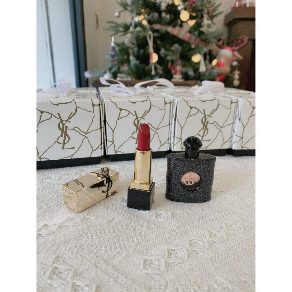 Bộ Sản Phẩm Làm Đẹp YSL: Nước Hoa Black Opium Gợi Cảm & Son Rouge Muse Sang Trọng - Quà Tặng Thời Trang Hấp Dẫn