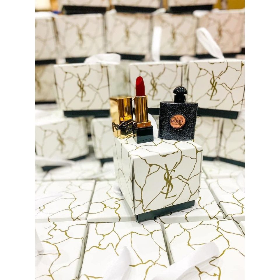 Bộ Sản Phẩm Làm Đẹp YSL: Nước Hoa Black Opium Gợi Cảm & Son Rouge Muse Sang Trọng - Quà Tặng Thời Trang Hấp Dẫn