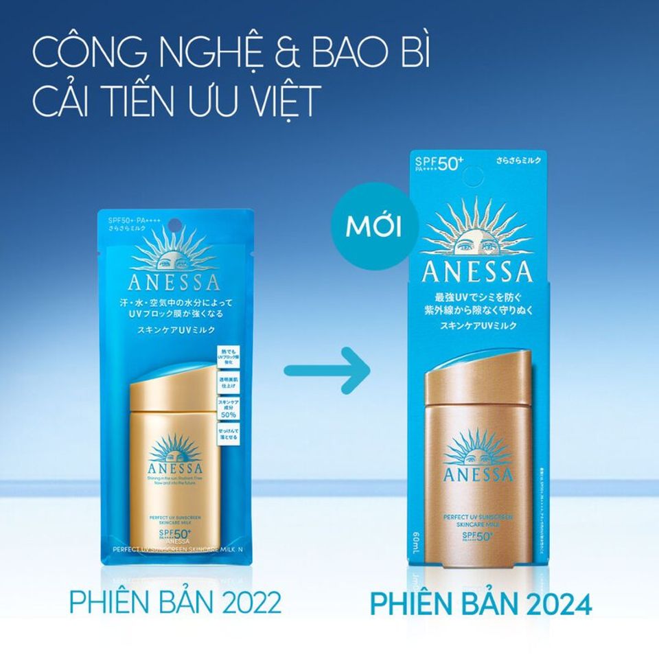 Sữa Chống Nắng Anessa Perfect UV SPF50+ PA++++ - Dưỡng Da Kiềm Dầu 60ml, Phù hợp Mọi Loại Da, Sử Dụng Ngày và Ngoài Trời