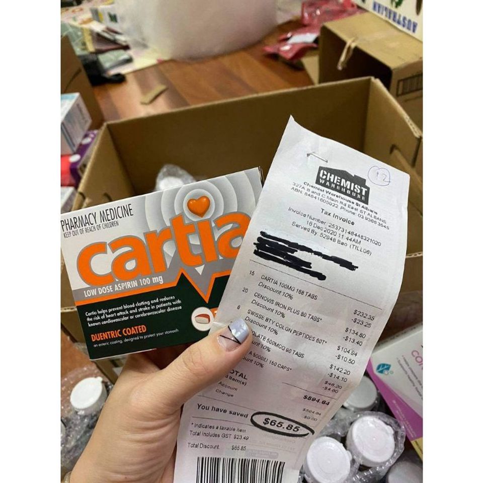 CARTIA Viên Uống Ngừa Đột Quỵ và Giảm Nguy Cơ Đau Tim - Hỗ Trợ Tim Mạch, 168 Viên, Xuất Xứ Úc