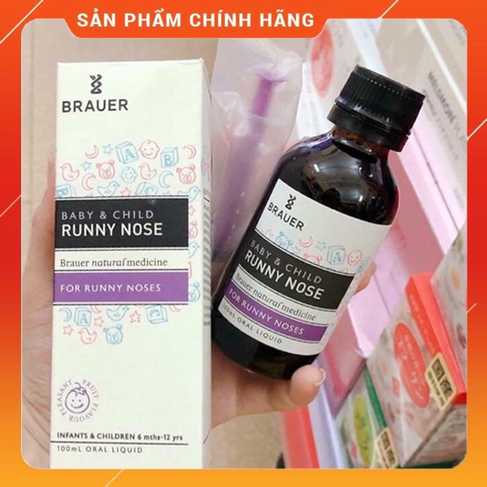Siro Sổ Mũi Brauer Runny Nose 100ml - Thảo Dược Thiên Nhiên Cho Bé Từ 6 Tháng, An Toàn, Dễ Uống, Hiệu Quả Nhanh Chóng