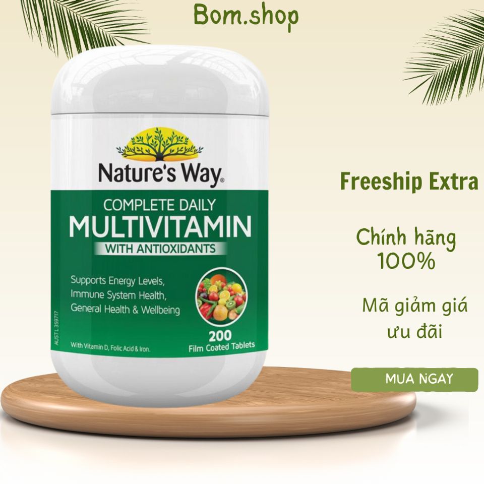Vitamin Tổng Hợp Tảo Biển Nature’s Way Complete Daily Multivitamin - Hộp 200 Viên - Hỗ Trợ Sức Khỏe Đầy Đủ Cho Gia Đình