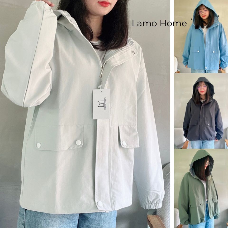 Áo Khoác Gió Lamo Home A014 - 2 Lớp Form Rộng Chống Nắng, Chống Nước Thời Trang Nữ, Tiện Lợi Khi Đi Chơi, Đi Làm