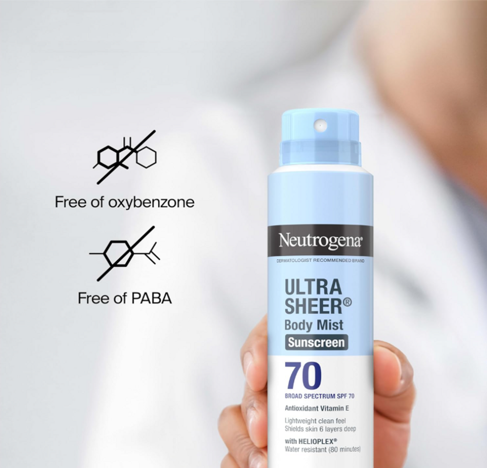 Xịt Chống Nắng Toàn Thân Neutrogena Ultra Sheer SPF 70 - Bảo Vệ Da Trước Tia UV, Cảm Giác Mát Mẻ, 141G