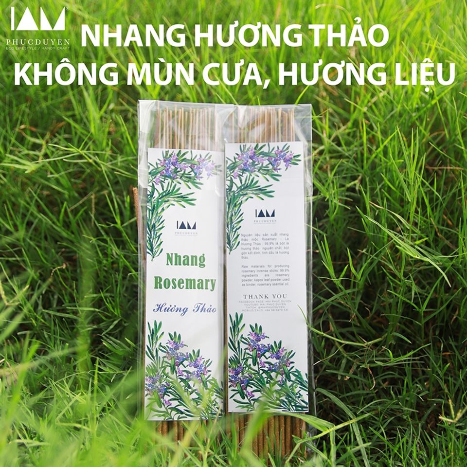 Nhang oải hương, hương thảo, khuynh diệp, thảo mộc. Không mùn cưa. Không hương liệu. Dài 30 cm - 40 cm