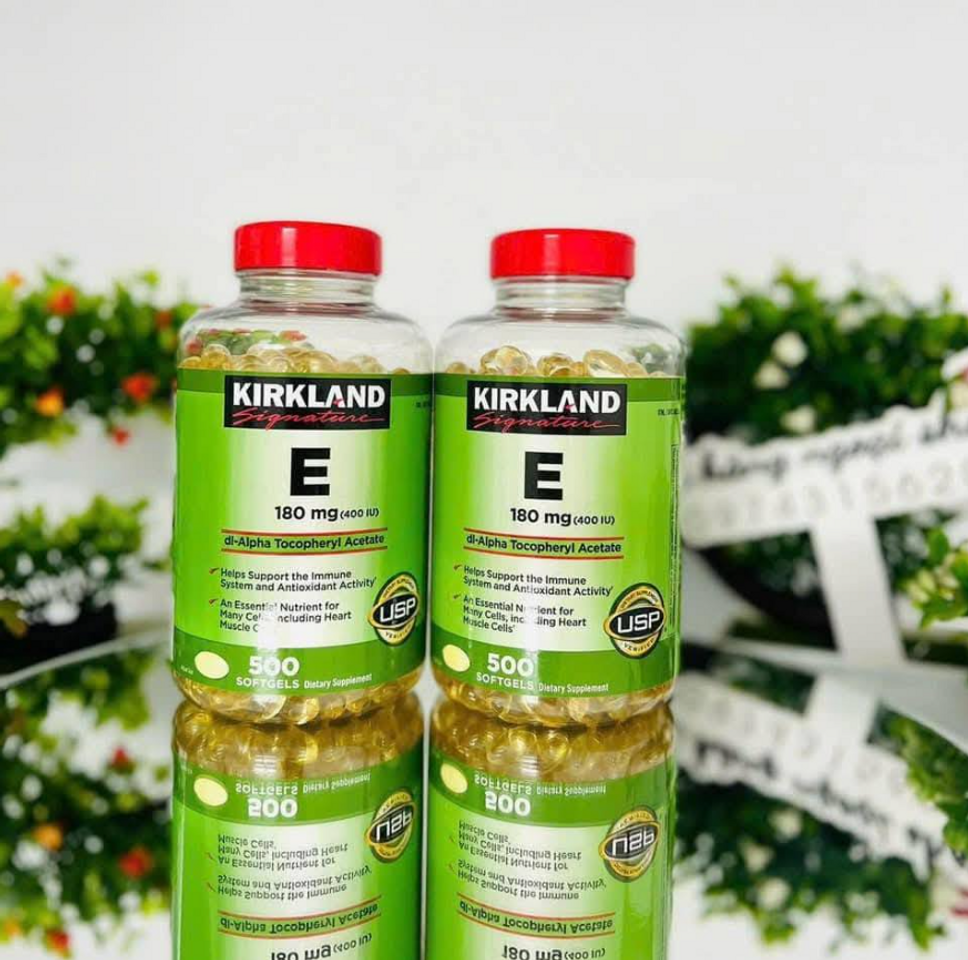 Vitamin E Thiên Nhiên 400 I.U Kirkland Signature 500 Viên - Hỗ trợ sức khỏe và làm đẹp da, chống lão hóa hiệu quả