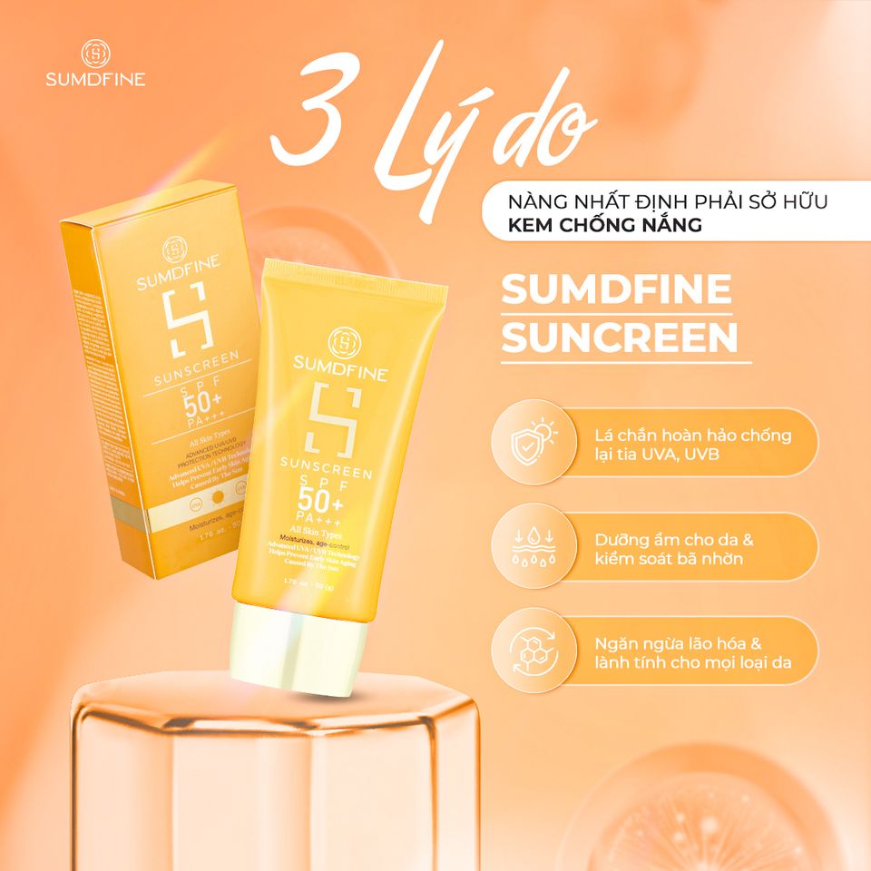Kem Chống Nắng Sumdfine SPF 50 PA+++ - Bảo Vệ Da Toàn Diện, Kiểm Soát Nhờn, Dưỡng Ẩm Tự Nhiên, Phù Hợp Cho Da Nhạy Cảm