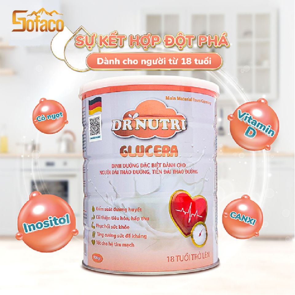 Sữa Bột Dr Nutri Glu.cera Cho Người Tiểu Đường - Ổn Định Đường Huyết, Ngăn Ngừa Biến Chứng, Hương Vị Ngon Miệng 900G