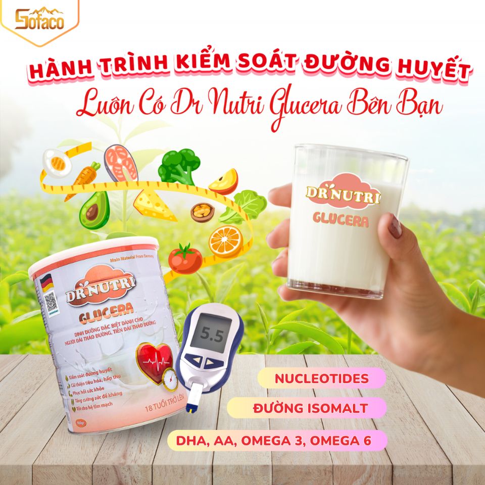 Sữa Bột Dr Nutri Glu.cera Cho Người Tiểu Đường - Ổn Định Đường Huyết, Ngăn Ngừa Biến Chứng, Hương Vị Ngon Miệng 900G