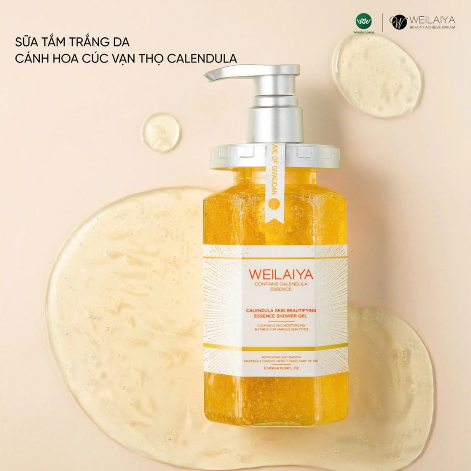 Sữa Tắm Trắng Da Cánh Hoa Cúc Vạn Thọ Weilaiya 450ml - Dưỡng Da Mịn Màng, Chống Viêm, Làm Sáng Tông Da, Chăm Sóc Toàn Thân