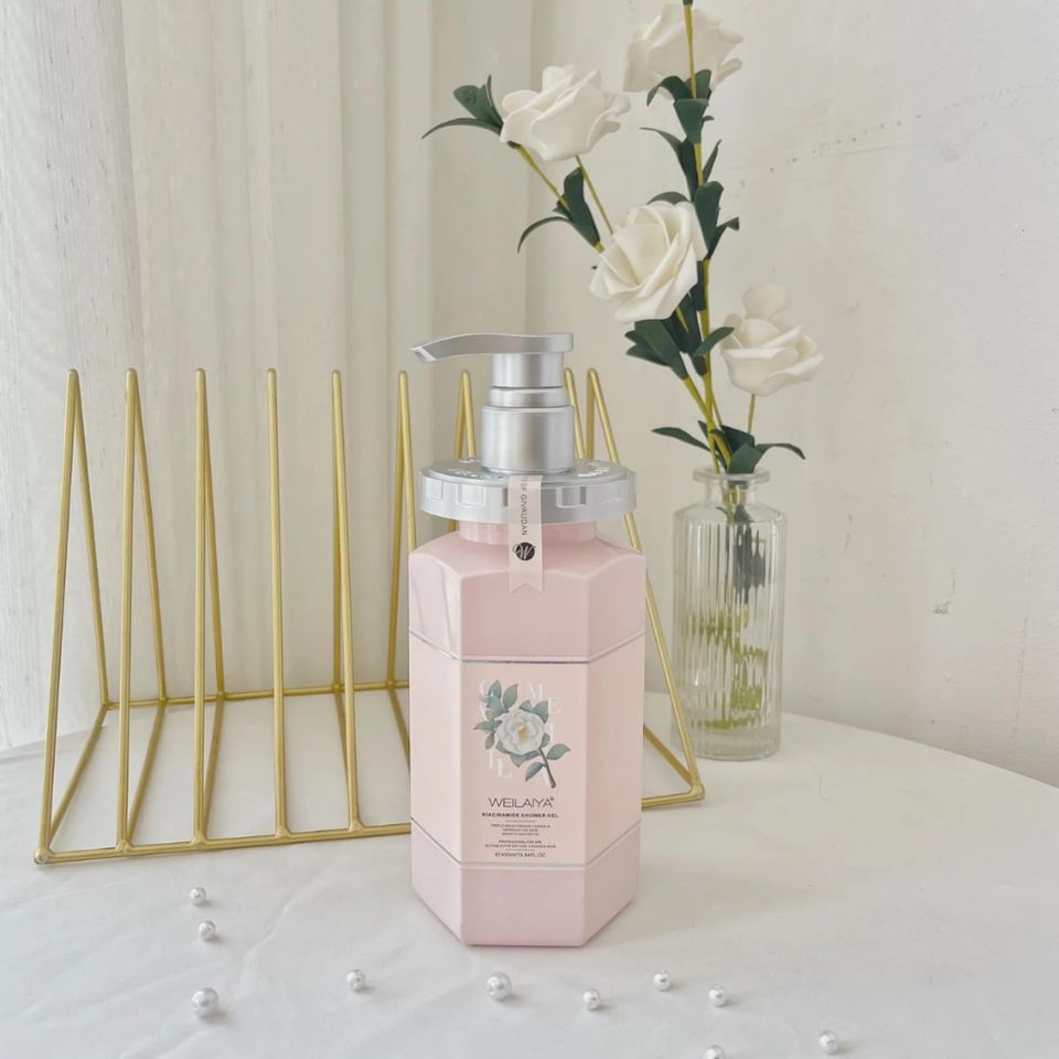 Sữa Tắm Trắng Da Hương Hoa Trà Weilaiya 450ml - Dưỡng Sáng Làn Da, Niacinamide & Công Nghệ SYM WHITE 377, Hương Thơm Sang Trọng
