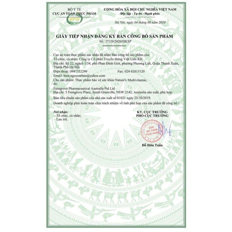 Viên Uống Vitamin Tổng Hợp Nature’s Way Complete Daily Multivitamin - 200 Viên từ Úc Hỗ Trợ Sức Khỏe và Làm Đẹp Da