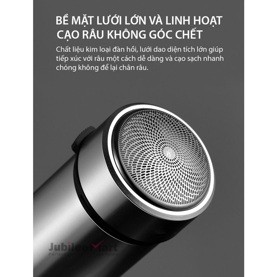 Máy Cạo Râu Mini Đa Năng Jubilee Mart Sạc Pin Sang Trọng Mạ Bạc - Dễ Dàng Mang Theo, Chống Thấm Nước, Cạo Râu Chính Hãng