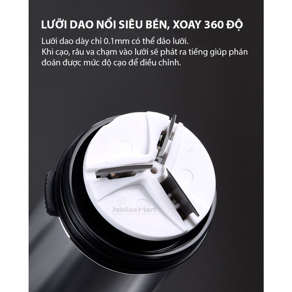 Máy Cạo Râu Mini Đa Năng Jubilee Mart Sạc Pin Sang Trọng Mạ Bạc - Dễ Dàng Mang Theo, Chống Thấm Nước, Cạo Râu Chính Hãng