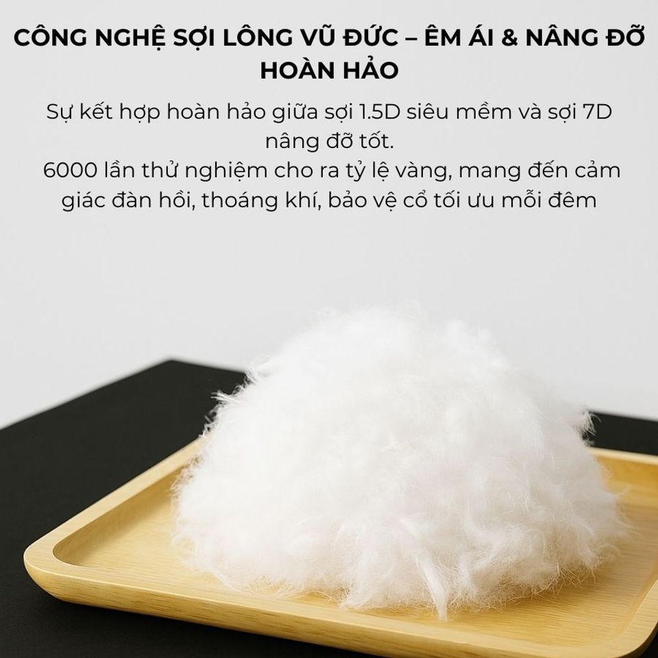 Gối Ngủ Cao Cấp Lasante Green Pearl – Bông Lông Vũ Mềm Mại, Không Xẹp, Kích Thước Lớn 45x65cm và 50x70cm, Chất Liệu Tự Nhiên