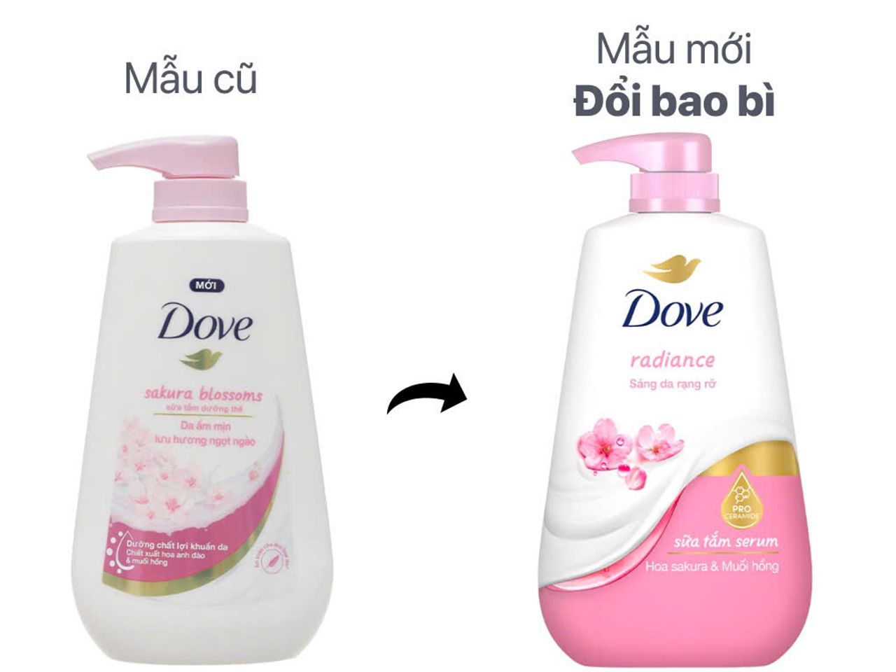 Sữa Tắm Serum Dove Hoa Anh Đào & Muối Hồng Radiance 500g - Làm Sạch & Nuôi Dưỡng Da Mềm Mại, Hương Hoa Ngọt Ngào Tươi Mát
