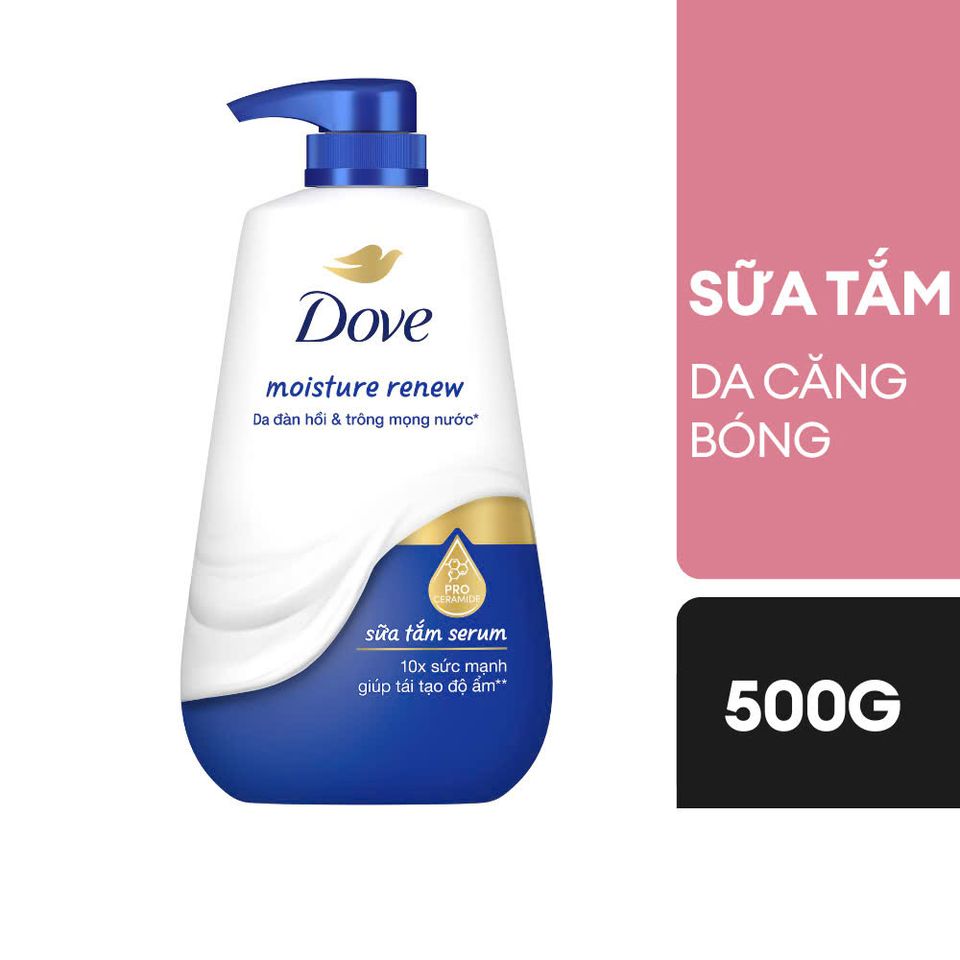 Sữa Tắm Dove Pro-Ceramide Moisture Renew 500g - Dưỡng ẩm & Làm mềm da, Hương thơm lâu, Dành cho mọi loại da