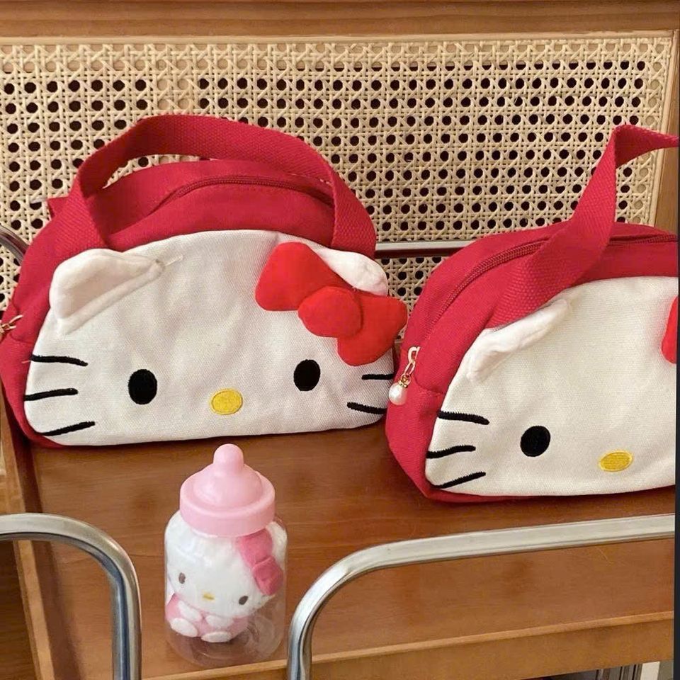 Túi Đựng Mỹ Phẩm Du Lịch Hello Kitty - Túi Chất Liệu Vải Canvas Dễ Thương Cho Phái Đẹp, Quà Tặng Lý Tưởng