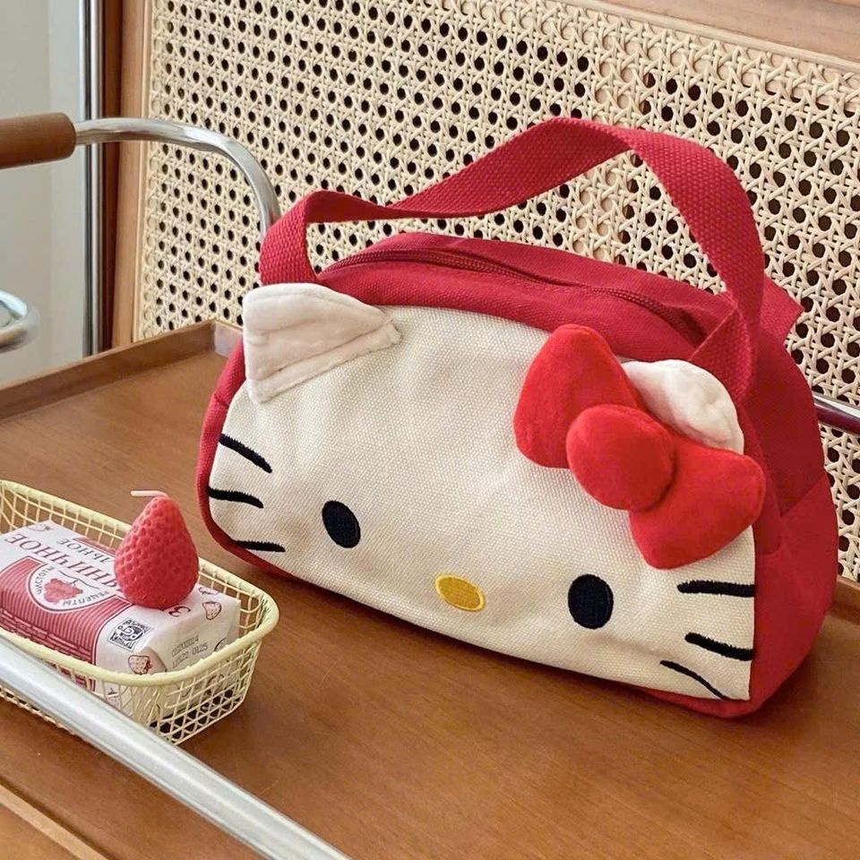 Túi Đựng Mỹ Phẩm Du Lịch Hello Kitty - Túi Chất Liệu Vải Canvas Dễ Thương Cho Phái Đẹp, Quà Tặng Lý Tưởng