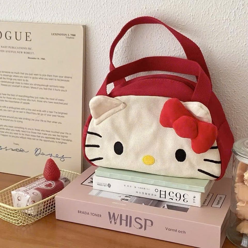 Túi Đựng Mỹ Phẩm Du Lịch Hello Kitty - Túi Chất Liệu Vải Canvas Dễ Thương Cho Phái Đẹp, Quà Tặng Lý Tưởng