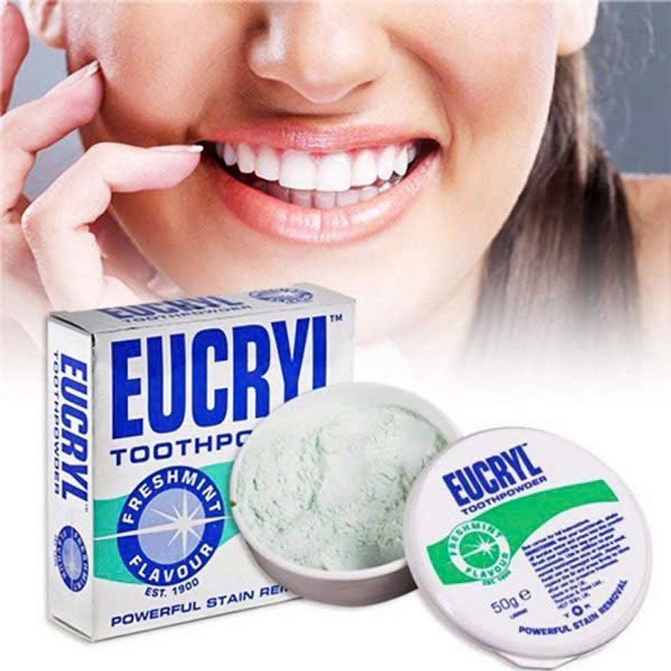 Bột Đánh Răng Tẩy Trắng Eucryl 50g - Giúp Trắng Răng, Loại Bỏ Mảng Bám Ố Vàng Từ Thực Phẩm và Đồ Uống