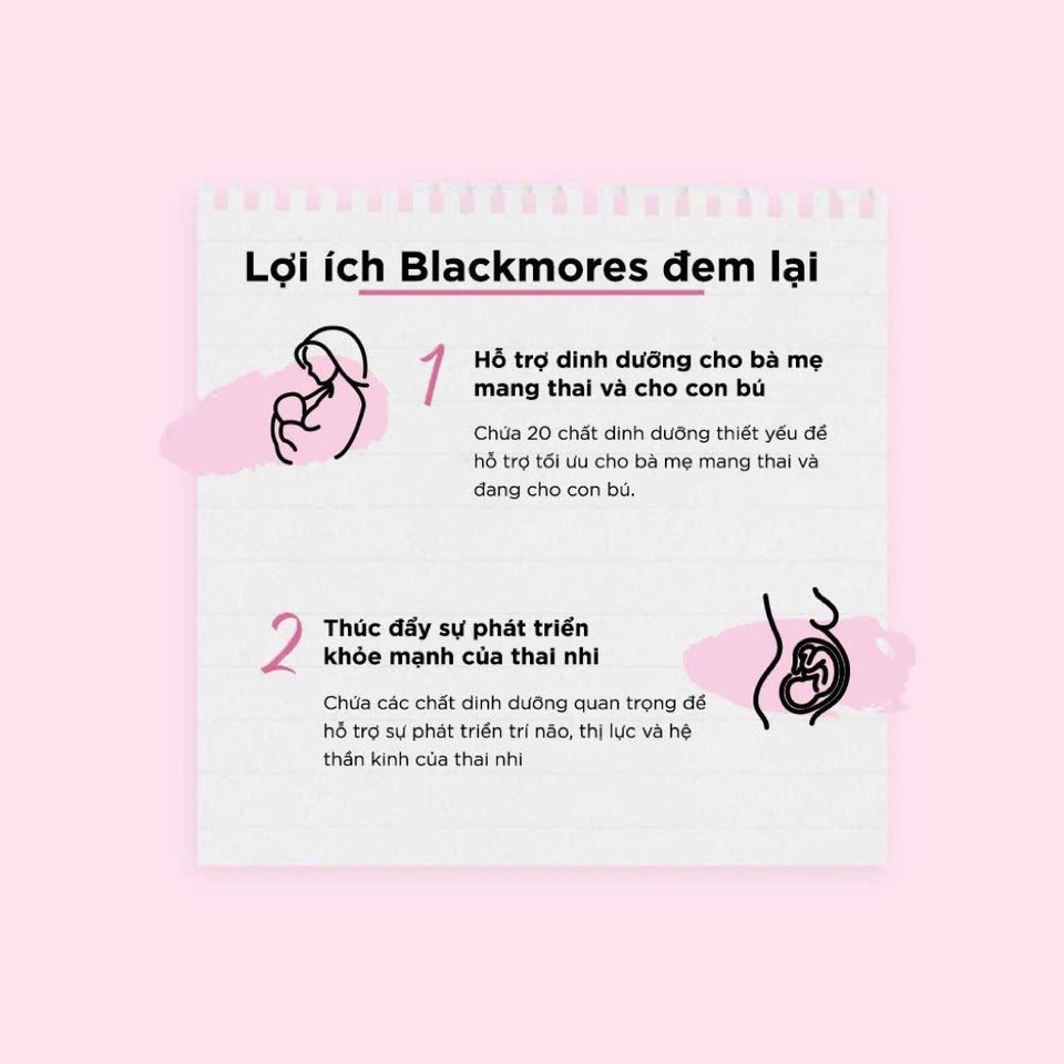 Viên uống Blackmores Pregnancy & Breast - Feeding Gold 60 viên, bổ sung vitamin cho mẹ bầu và cho con bú, hỗ trợ thai kỳ khỏe mạnh