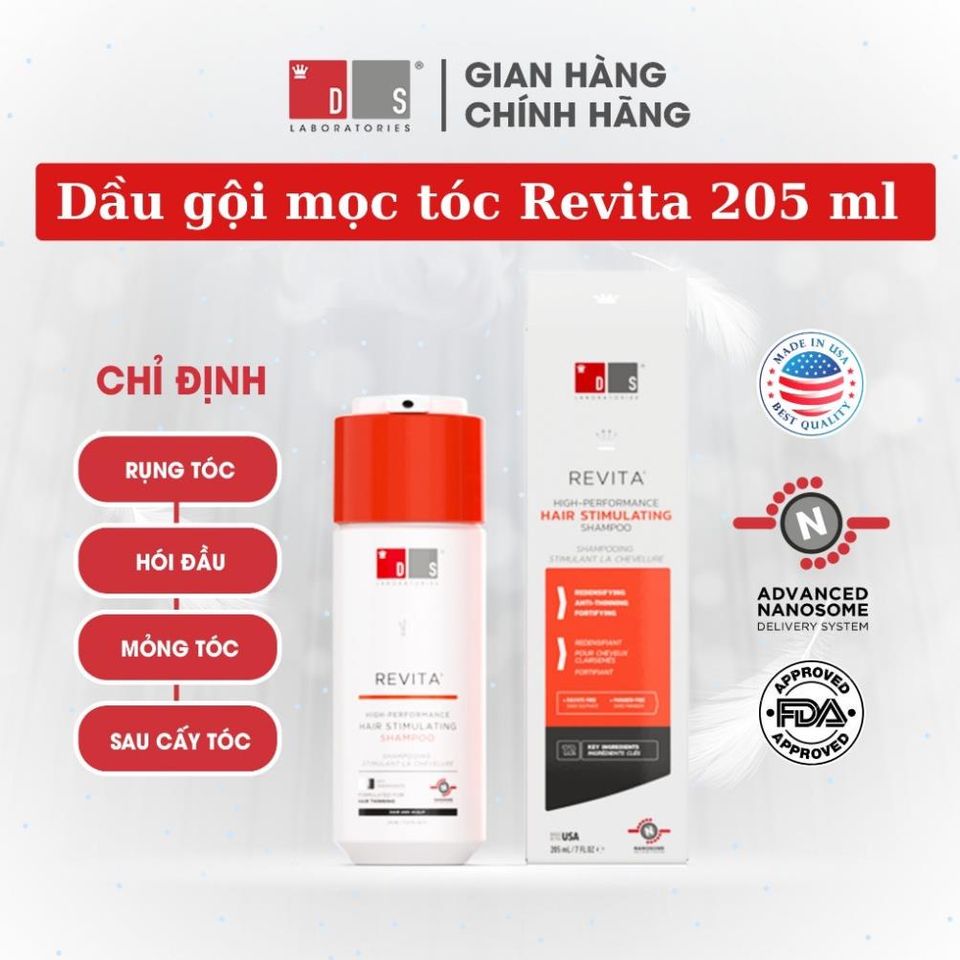 Dầu gội Revita 8ml - Giảm gãy rụng, kích thích mọc tóc - Chăm sóc tóc cho nam, nữ, an toàn cho tóc nhuộm, không chứa sulfate