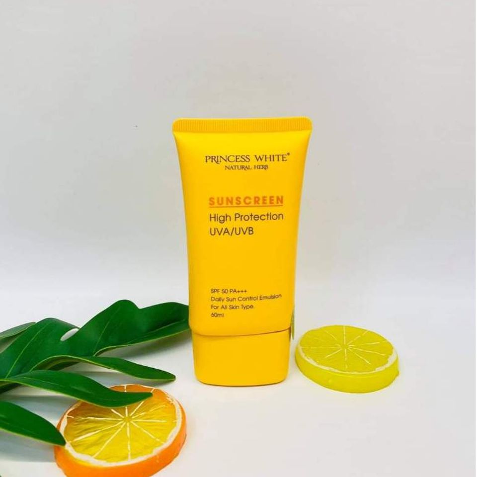 Kem Chống Nắng Da Mặt Princess White SPF 50 PA+++ 60ml - Bảo Vệ Da Toàn Diện, Ngăn UV và Dưỡng Ẩm, Cấp Nhìn Rạng Rỡ