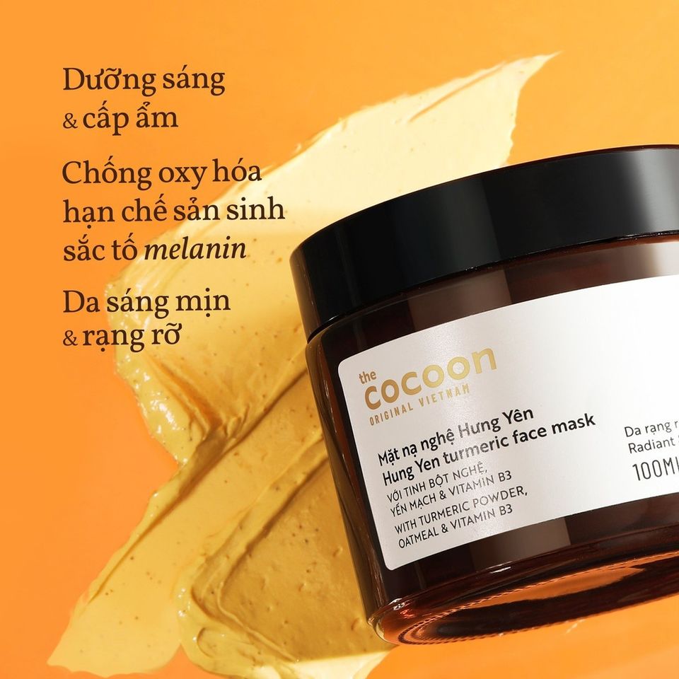Mặt Nạ Nghệ Bigsize Cocoon 100ml - Dưỡng Sáng Da, Ngừa Thâm, Chất Curcumin Cao từ Hưng Yên, Chiết Xuất Yến Mạch, Vitamin B3