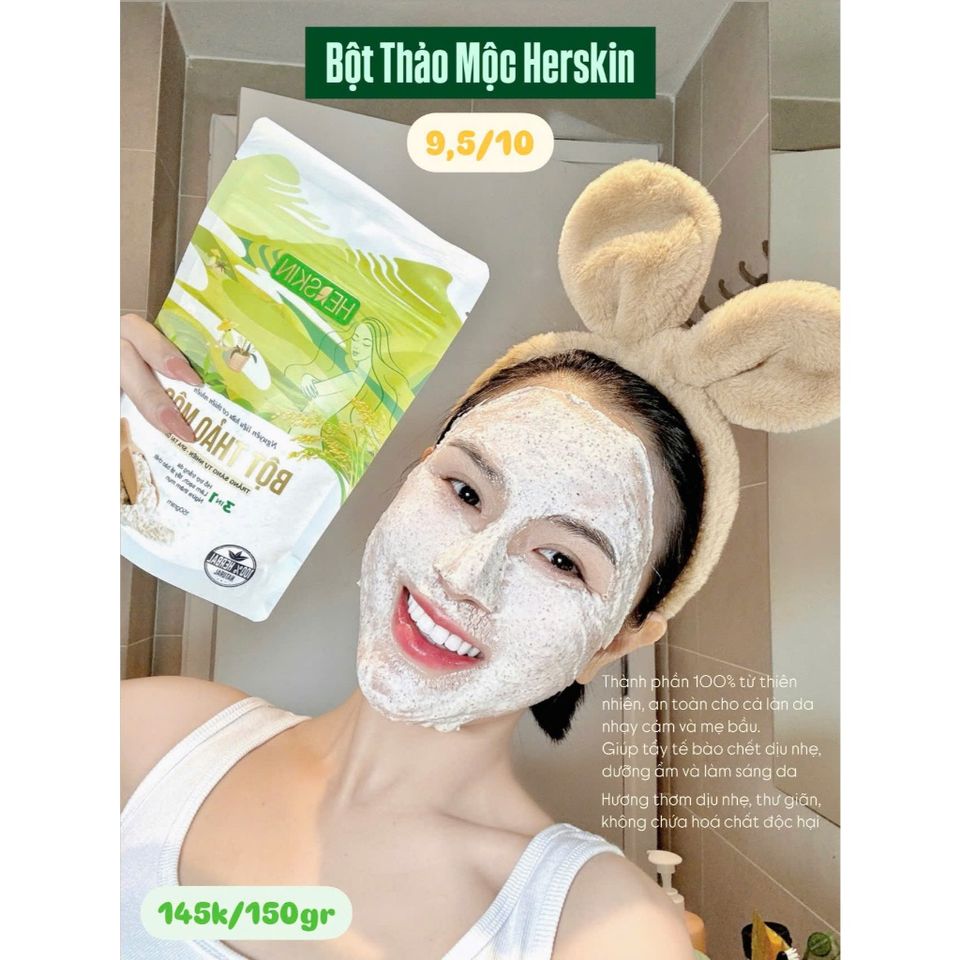 Bột thảo mộc đắp mặt nạ Herskin 150g - Giúp trắng da, cấp ẩm và mờ thâm hiệu quả cho mọi loại da.