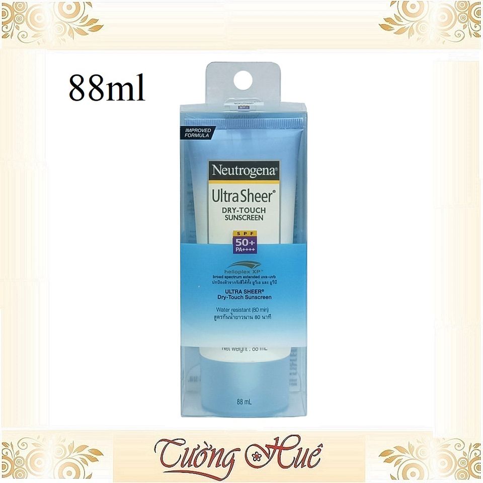Kem Chống Nắng Neutrogena SPF50+/PA++++ Ultra Sheer Dry-Touch 88ml - Bảo Vệ Da Khỏe Mạnh, Chống Tia UV, Dưỡng Trắng Sáng Da