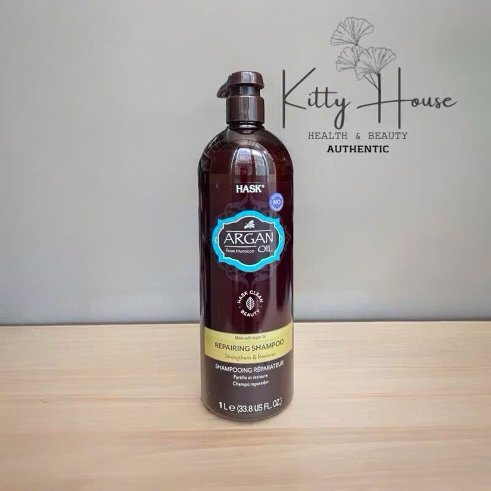 Bộ Dầu Gội và Xả Hask Argan Oil Morocco 1 Lít - Phục Hồi Tóc Khô, Hư Tổn, Mượt Mà, Thơm Ngát