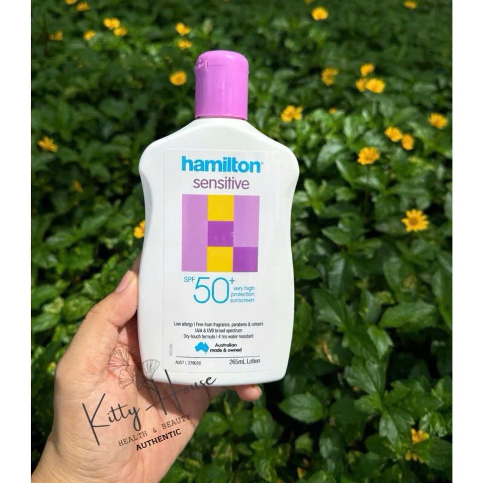 Kem Chống Nắng Hamilton Sensitive SPF 50+ Lotion 265ml - Chống Nắng Cho Da Nhạy Cảm, Không Hương Liệu, Chống Nước 4 Giờ
