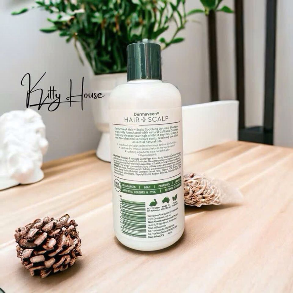 Dầu gội DermaVeen Oatmeal Soothing 250ml - Dành cho da đầu nhạy cảm, khô, chống gàu và ngứa, an toàn cho mọi loại tóc