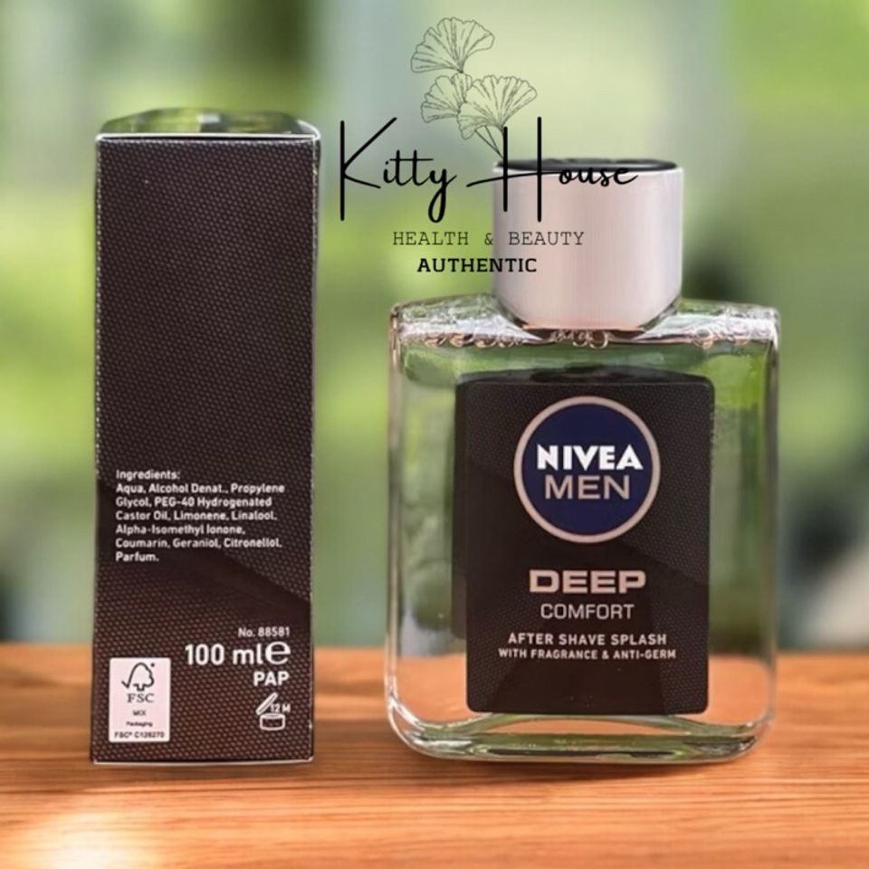 Nivea Men Deep Comforting Post Shave Splash 100ml - Dưỡng Da Sau Cạo Râu, Giảm Kích Ứng, Hương Gỗ Nam Tính