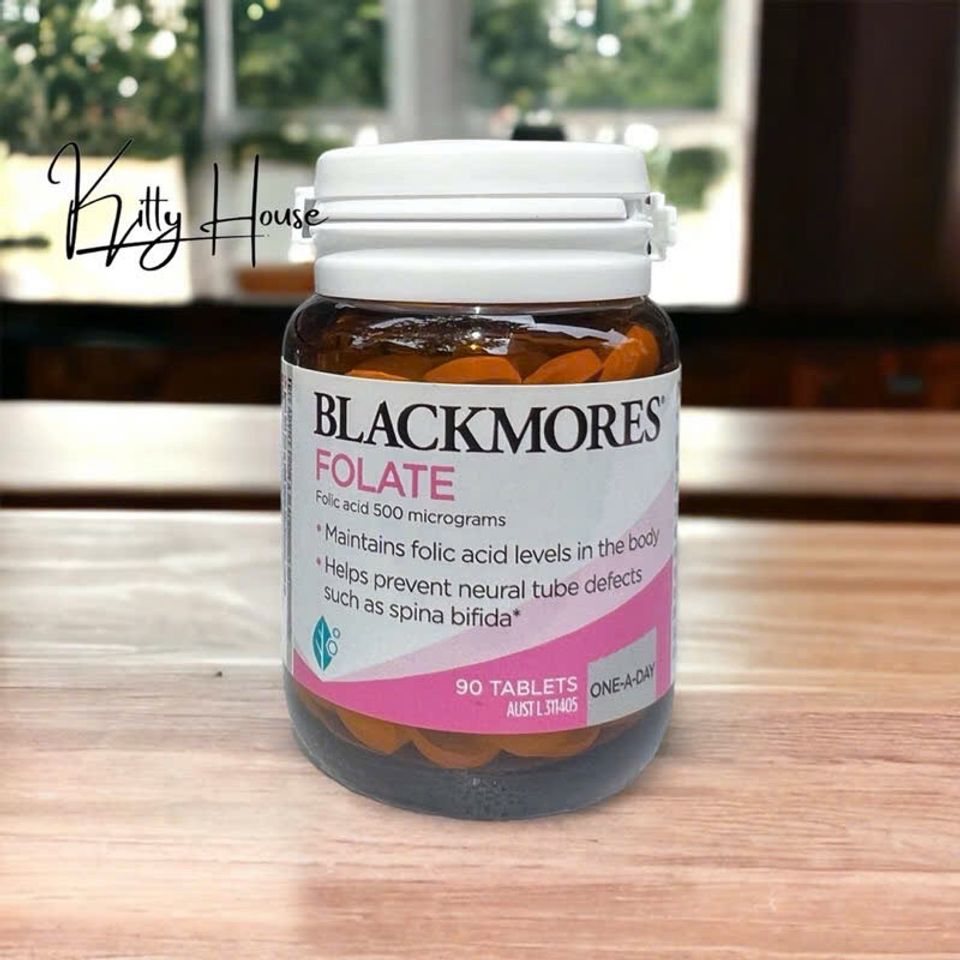 Viên uống bổ sung Acid Folic Blackmores Folate 500mcg cho bà bầu - Hỗ trợ phát triển hệ thần kinh trẻ sơ sinh, 90 viên