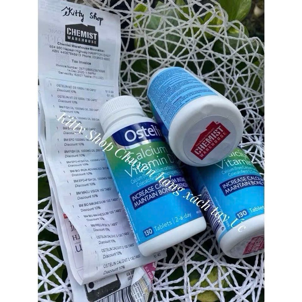 Viên uống bổ sung Canxi Ostelin Calcium & Vitamin D3 130 viên - Hỗ trợ xương chắc khỏe cho mẹ và bé, Vitamin D chống thiếu hụt
