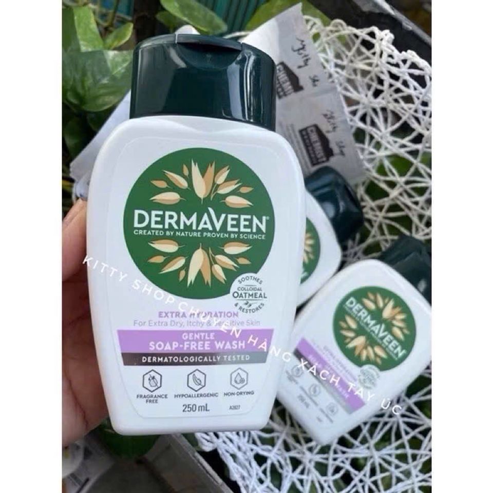 Sữa Tắm và Rửa Mặt Dịu Nhẹ Dermaveen Extra Gentle 250ml - Chuyên Dụng Cho Da Khô, Nhạy Cảm, Không Chất Tạo Mùi, Paraben