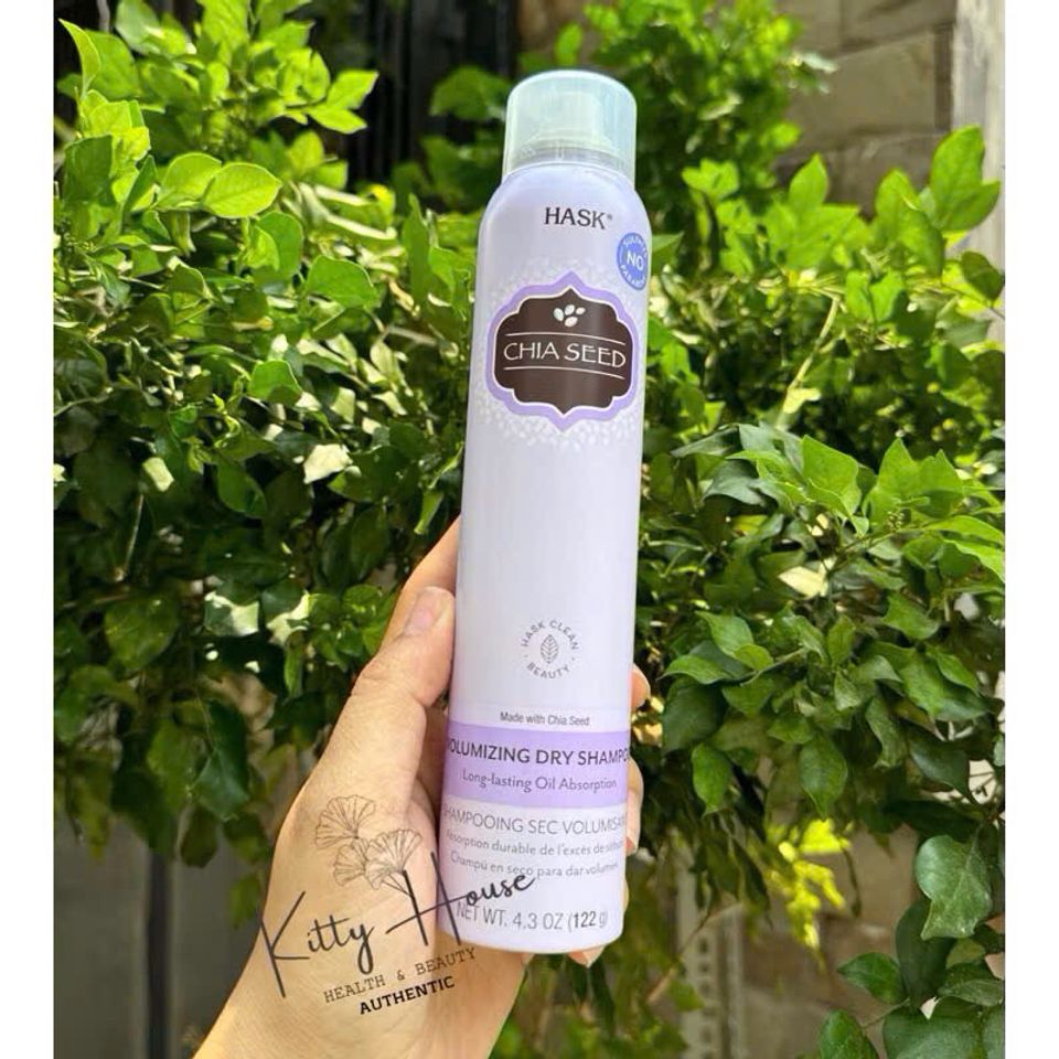 Dầu Gội Khô Hask Charcoal Chia Seed Biotin & Coconut 122ml - Thoáng Khô, Tươi Mới Cho Tóc Ngày Thứ Hai
