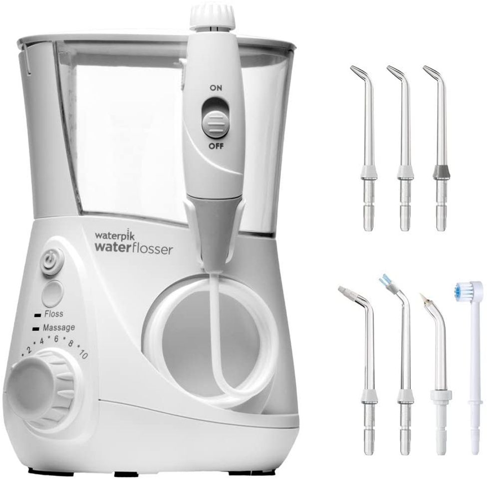 Máy Tăm Nước Waterpik WP-662EU Ultra Professional Trắng - Dụng Cụ Chăm Sóc Răng Miệng Hiệu Quả Với 7 Đầu Xịt và 10 Mức Áp Suất