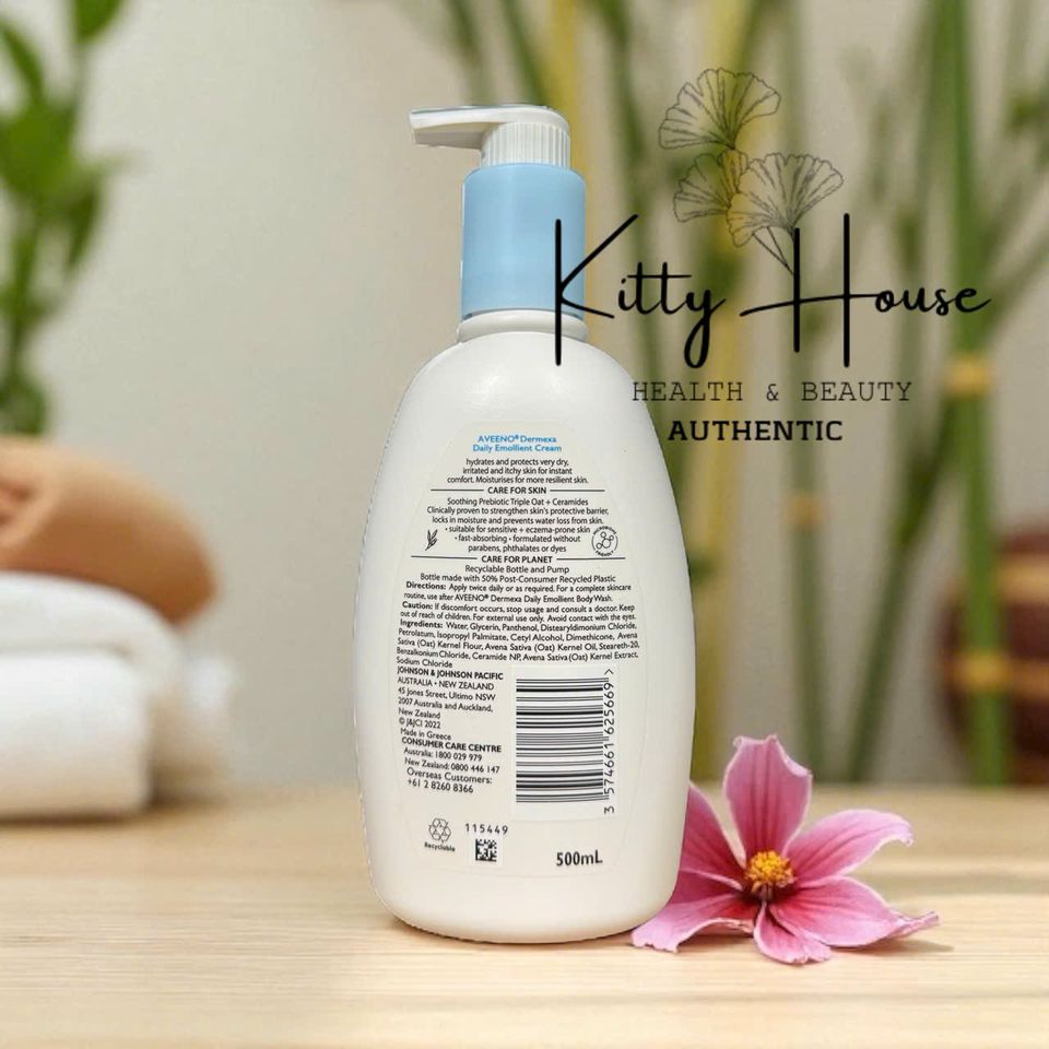 Kem Dưỡng Ẩm Da Khô Aveeno Dermexa Daily Emollient Cream 500ml - Dưỡng Da Không Mùi Hương, Chăm Sóc Da Cần Phục Hồi