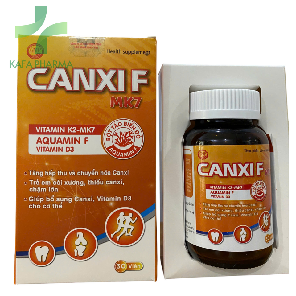 Viên Uống Canxi F MK7 - Hỗ Trợ Phát Triển Chiều Cao & Ngăn Ngừa Loãng Xương, Hộp 30 Viên Dành Cho Trẻ & Người Lớn