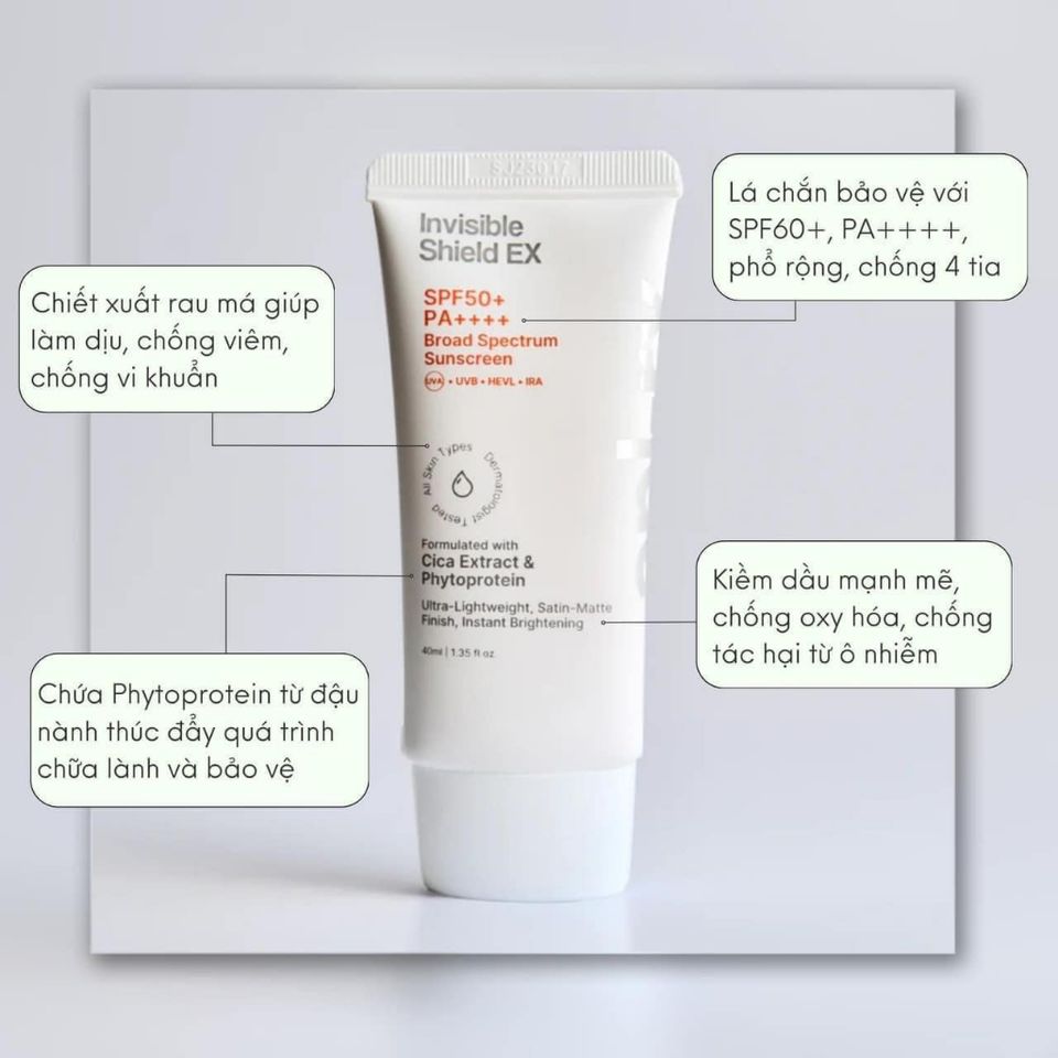 Kem Chống Nắng EPI-RX Invisible Shield Ex SPF50+ / PA++++ - Phổ Rộng, Siêu Mỏng Nhẹ, Nâng Tone, Kiềm Dầu Cho Mọi Loại Da