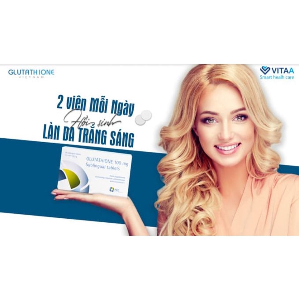 Viên ngậm Glutathione 100mg Trắng Da Toàn Thân Giảm Nám Tàn Nhang - Hàng Nhập Khẩu Ý, 30 Viên