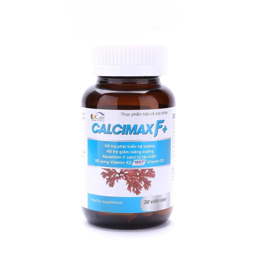 Viên bổ sung Canxi, Vitamin D3, K2 MK7 Calcimax F+ EUCARE - Hỗ trợ xương khỏe mạnh, giảm loãng xương - 30 viên cho trẻ và người lớn