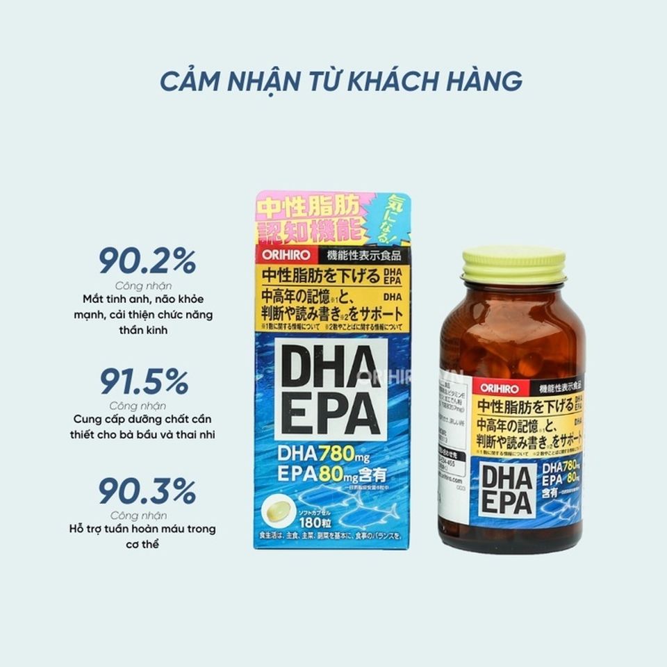 Viên uống bổ não DHA EPA Orihiro 180 viên - Tăng cường trí nhớ và sức khỏe não bộ từ Nhật Bản, Giải pháp cho người cao tuổi và trẻ em