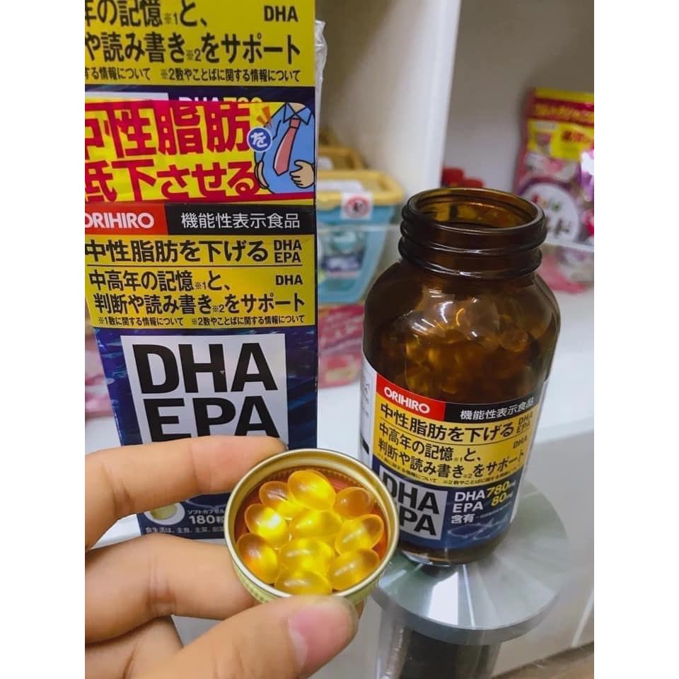 Viên uống bổ não DHA EPA Orihiro 180 viên - Tăng cường trí nhớ và sức khỏe não bộ từ Nhật Bản, Giải pháp cho người cao tuổi và trẻ em
