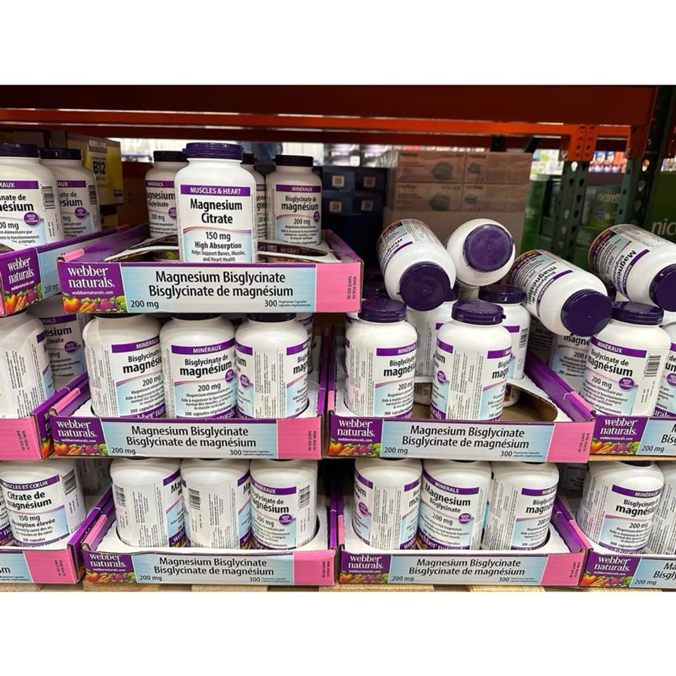 Viên uống Magnesium Bisglycinate 200mg - Giảm stress, tăng cường sức khỏe xương - Thực phẩm bổ sung Webber Natural