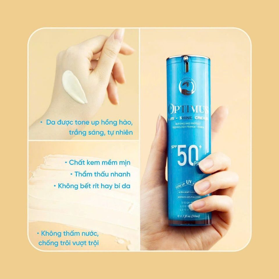 Kem Chống Nắng Thanh Mộc Hương Optimus Anti Shine SPF50+ PA++++ - Dưỡng Da Nâng Tone Chống Trôi 50ml